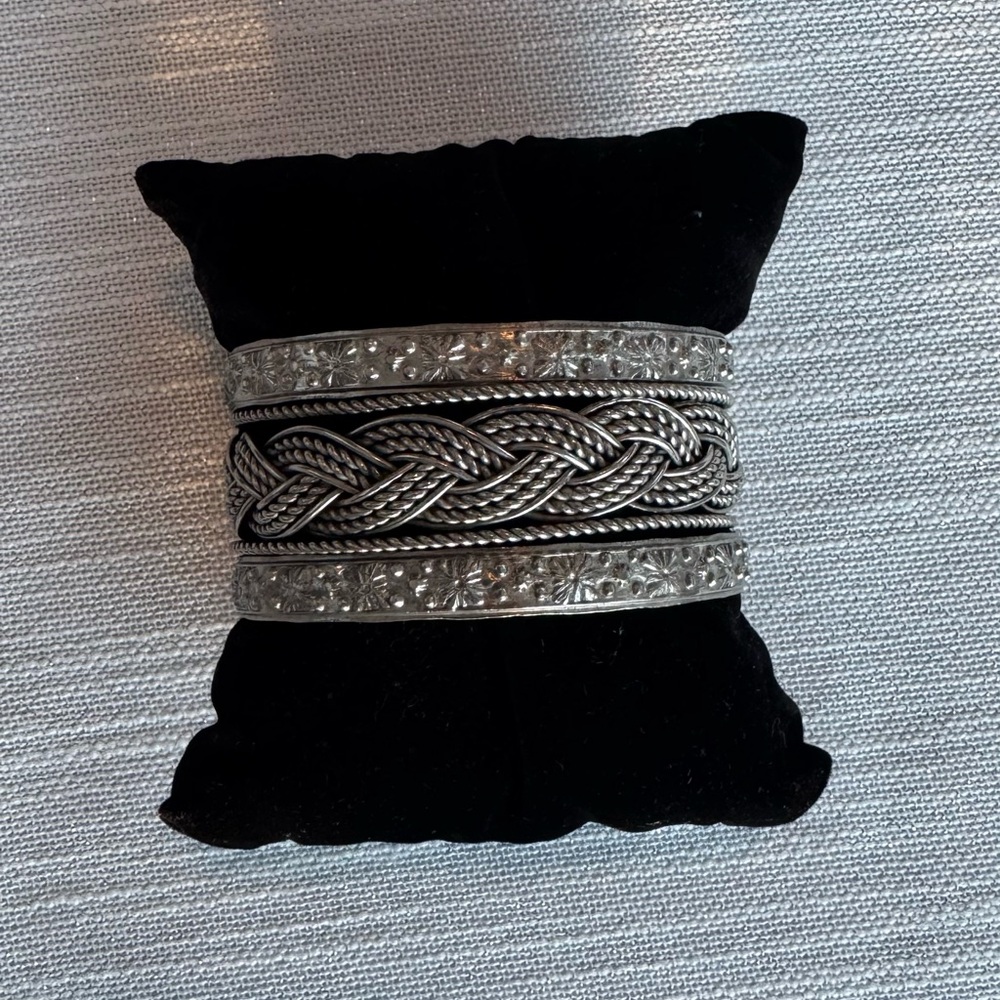 silver vintage braided cuff bracelet